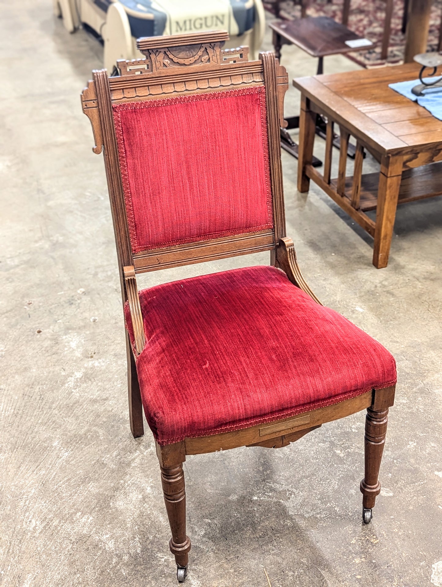 Victorian Red Velvet Chair