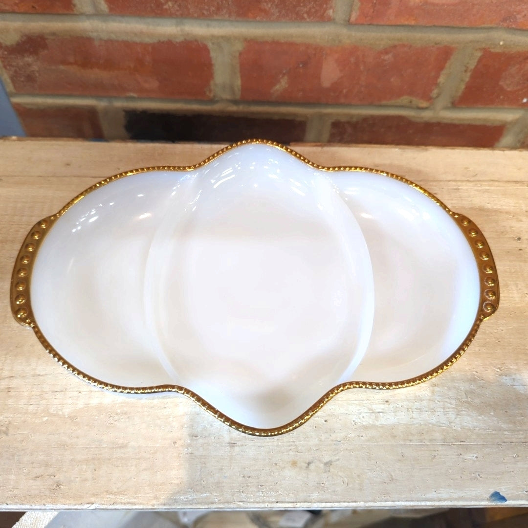 Fire King Milk Glass Serving Dish