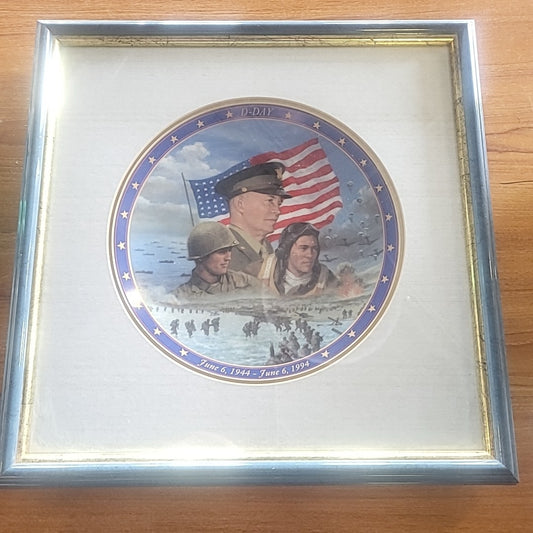 D Day WWII Remembrance Plate, Framed and Certificate of Authenticity
