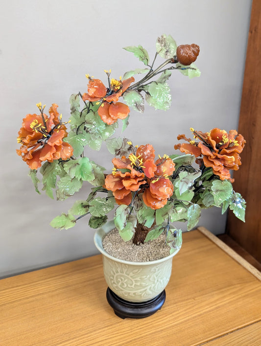 1980s Jade Glass Bonsai Tree