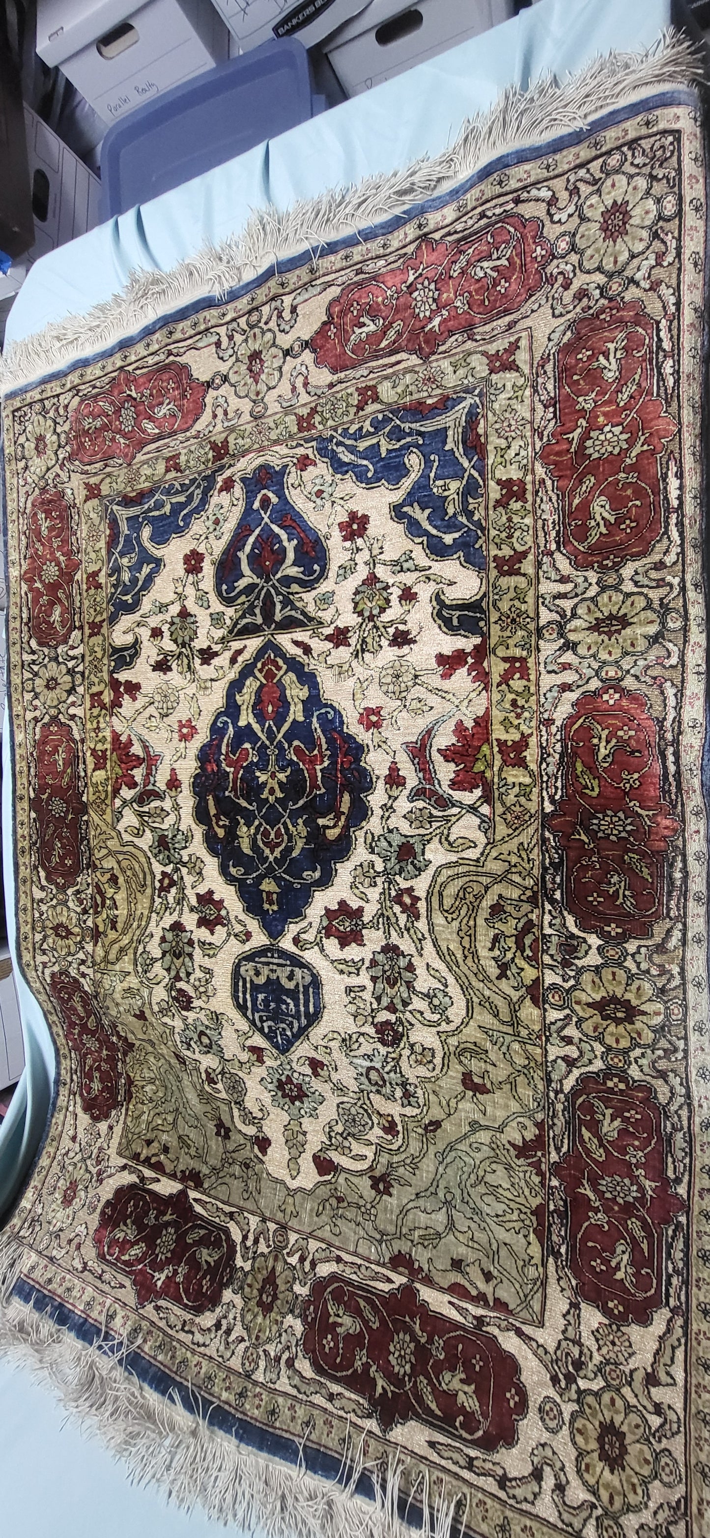 Hereke Designed Turkish Knot Multi Colored Silk and Gold on Silk Handmade Rug