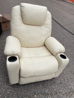Leather Recliner Electric White