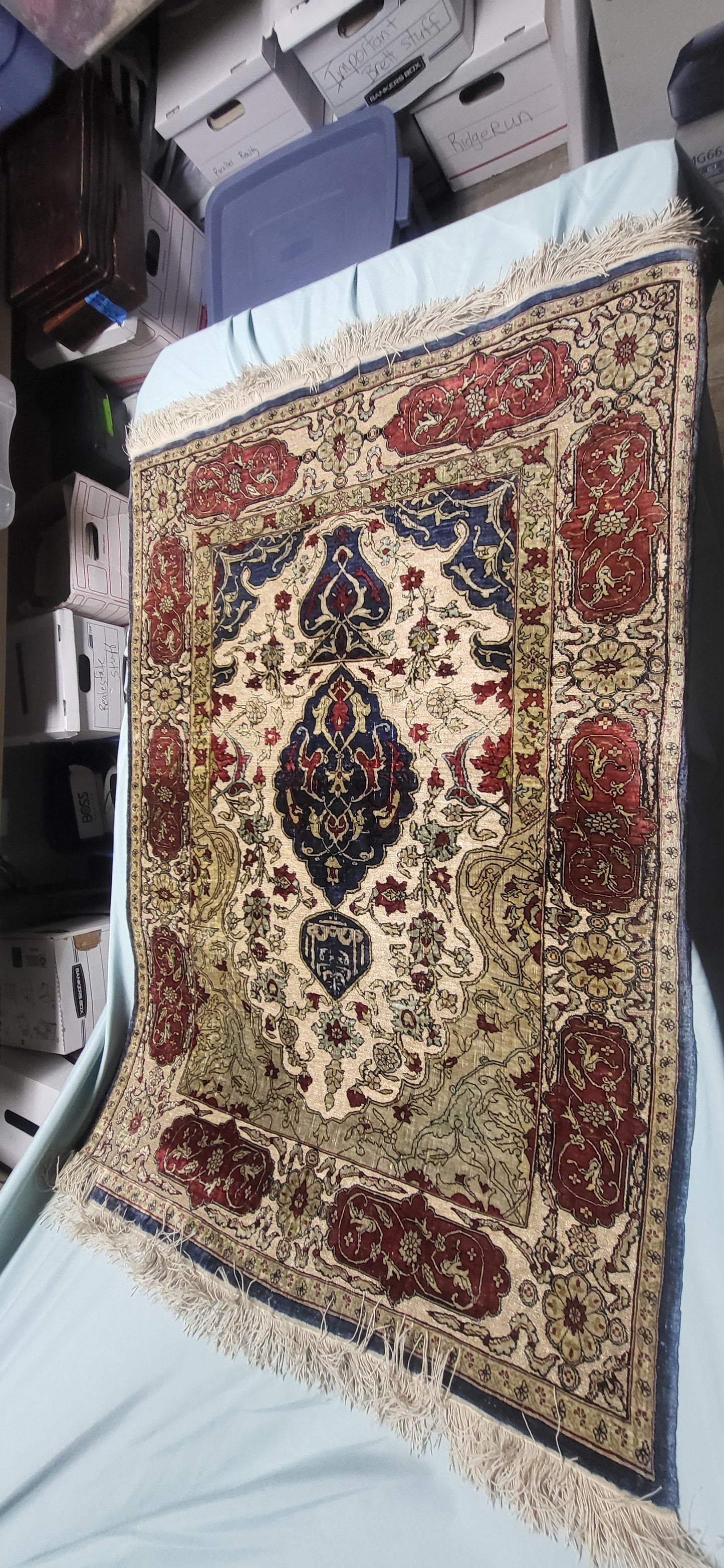 Hereke Designed Turkish Knot Multi Colored Silk and Gold on Silk Handmade Rug