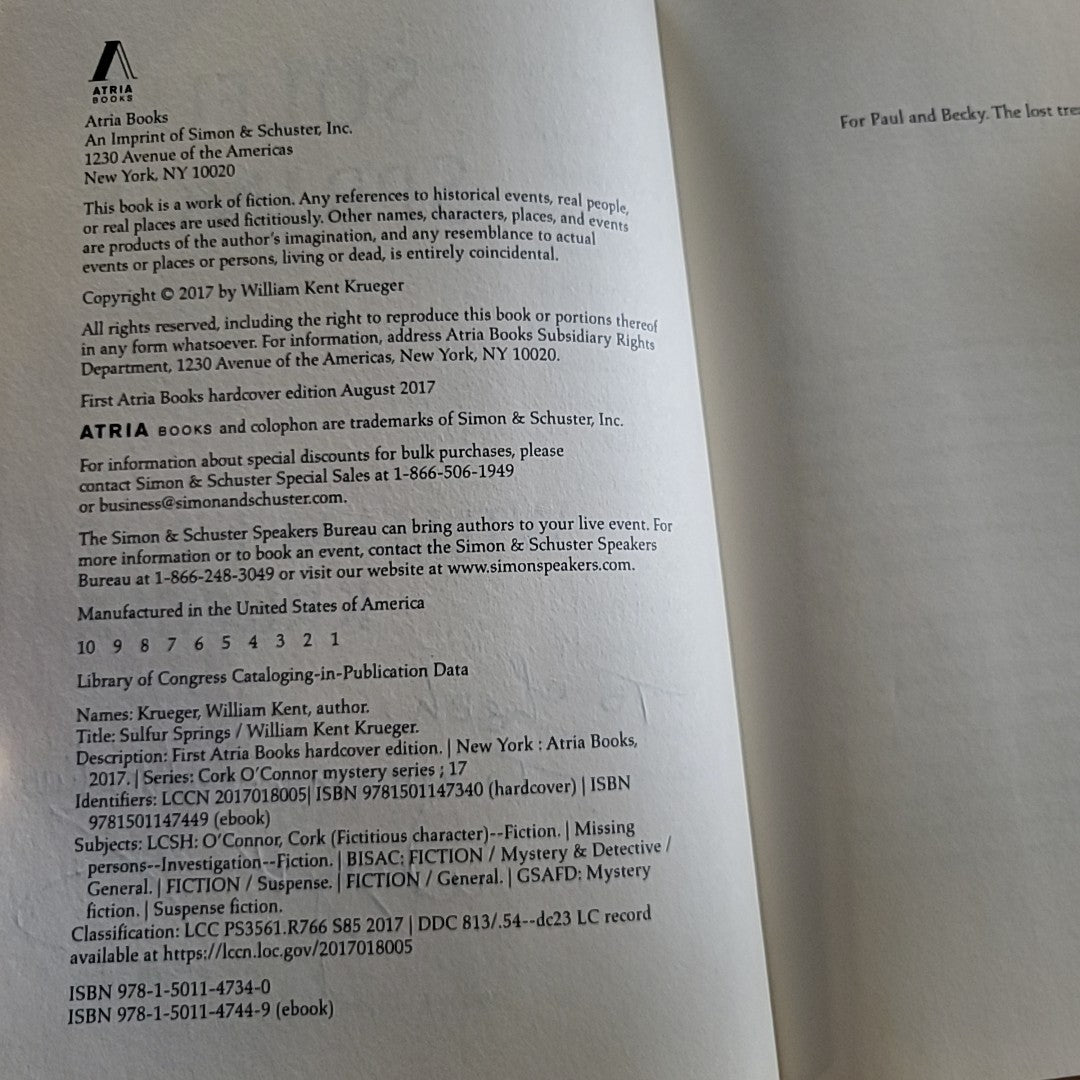 William Kent Krueger- Sulfur Springs